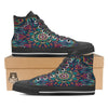 Mandala Coloful Print Black High Top Shoes-grizzshop