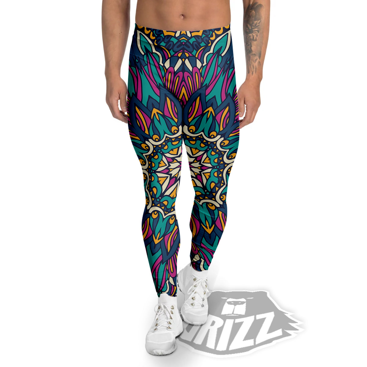 Mandala Coloful Print Men's Leggings-grizzshop