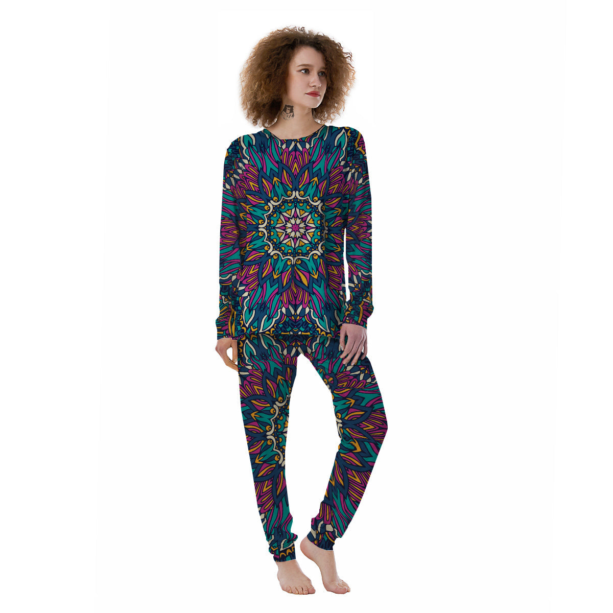 Mandala Coloful Print Women's Pajamas-grizzshop