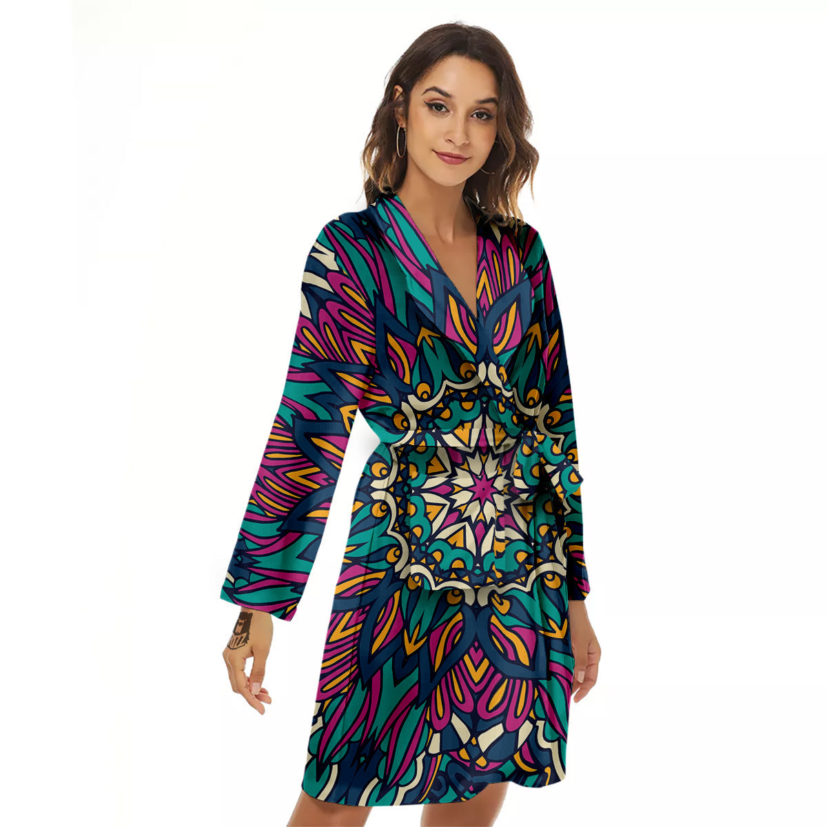 Mandala Coloful Print Women's Robe-grizzshop