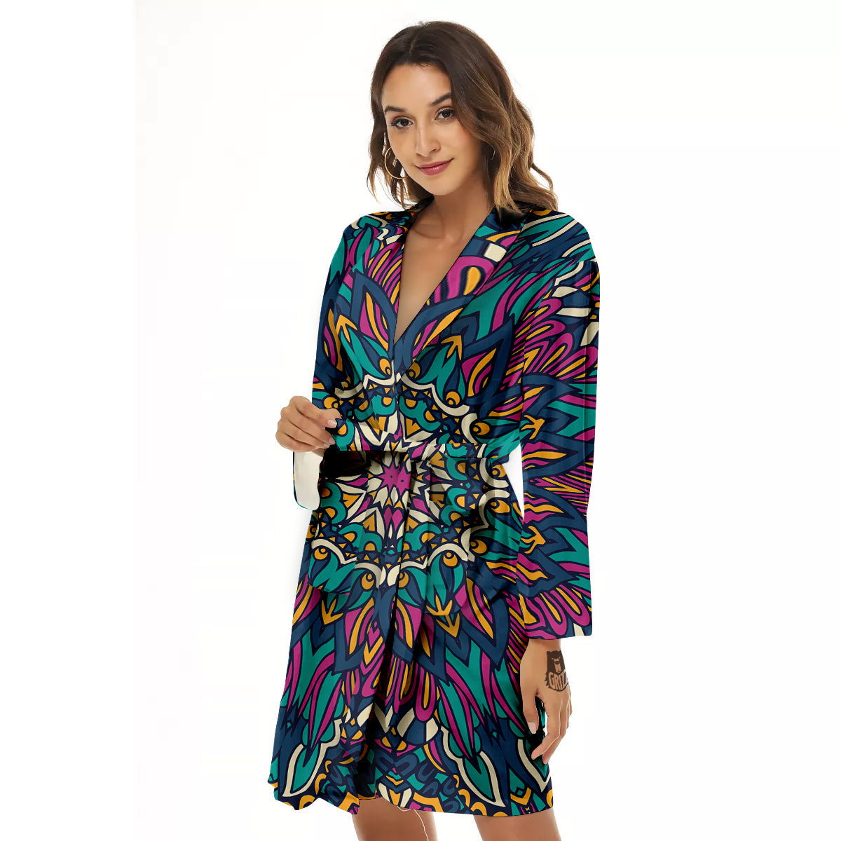 Mandala Coloful Print Women's Robe-grizzshop