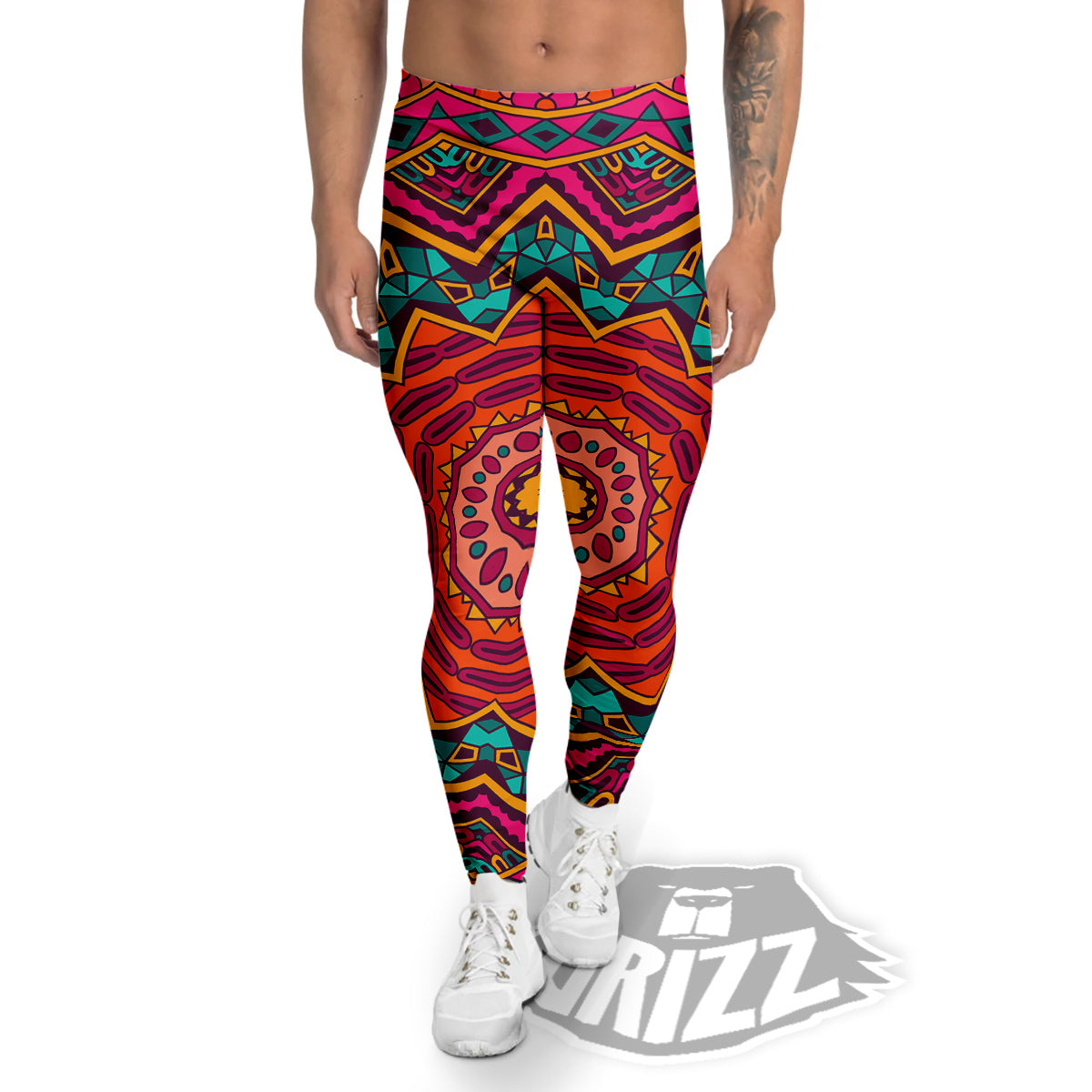 Mandala Colorful Print Men's Leggings-grizzshop