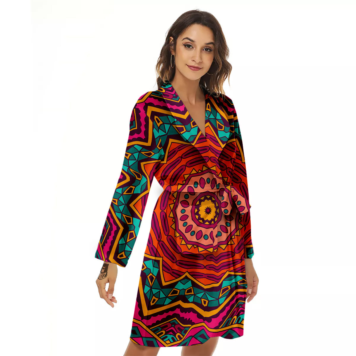 Mandala Colorful Print Women's Robe-grizzshop