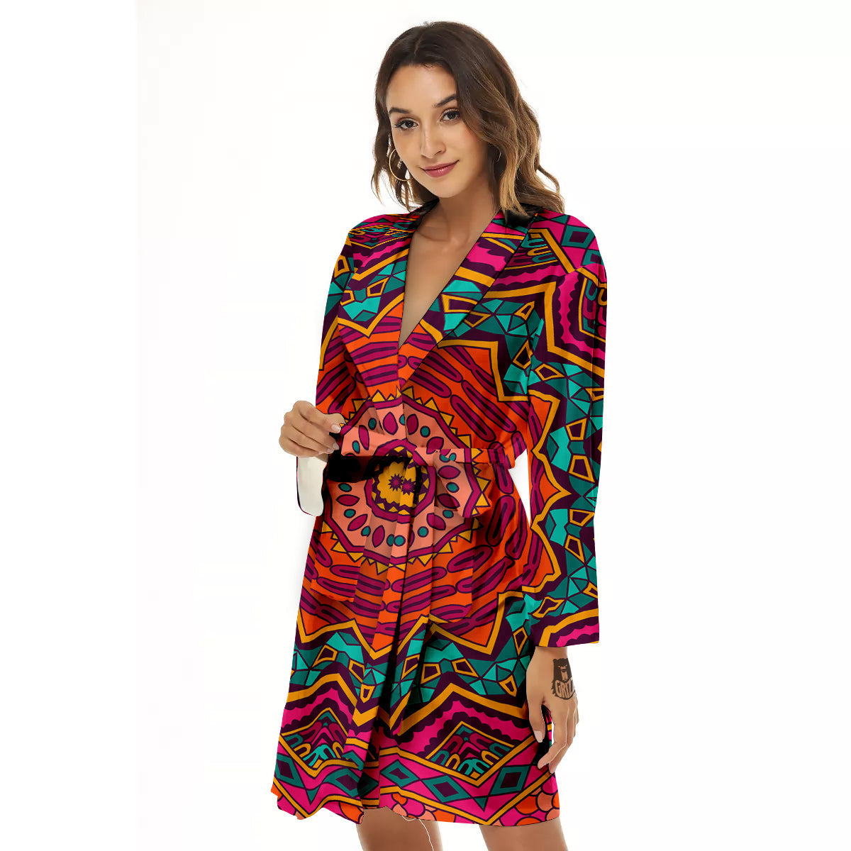 Mandala Colorful Print Women's Robe-grizzshop