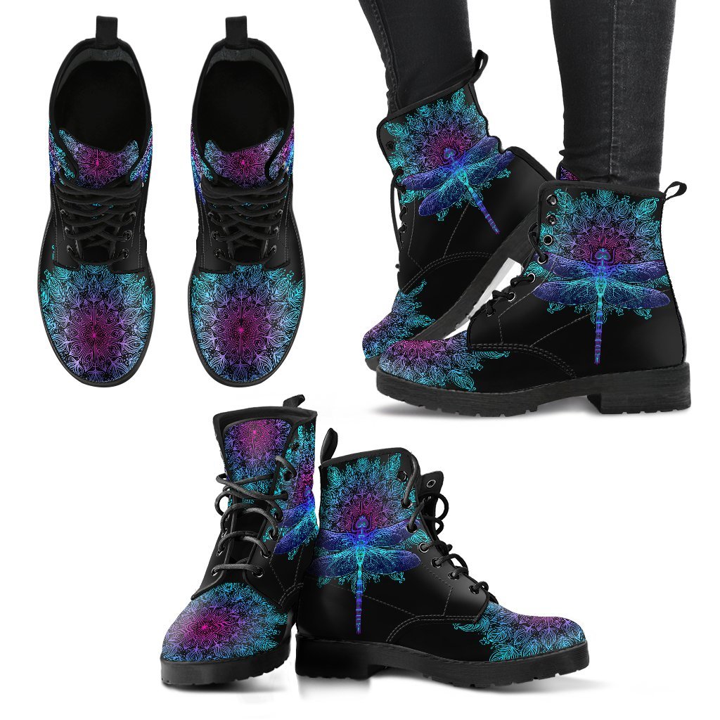 Mandala Dragonfly Handcrafted Boots-grizzshop