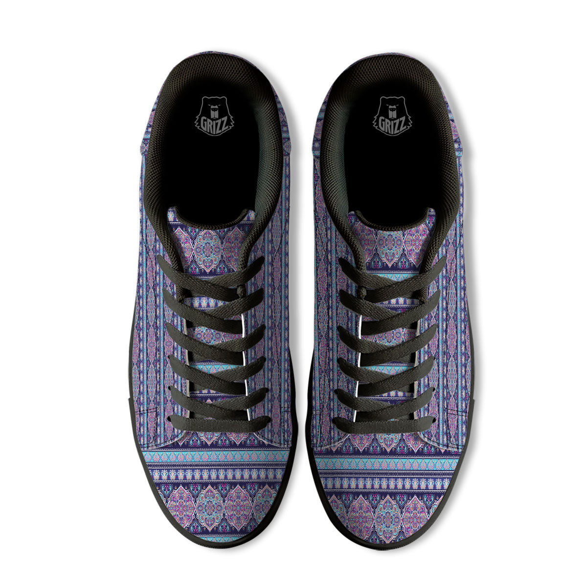 Mandala Ethnic Bohemian Print Pattern Black Low Top Sneakers-grizzshop