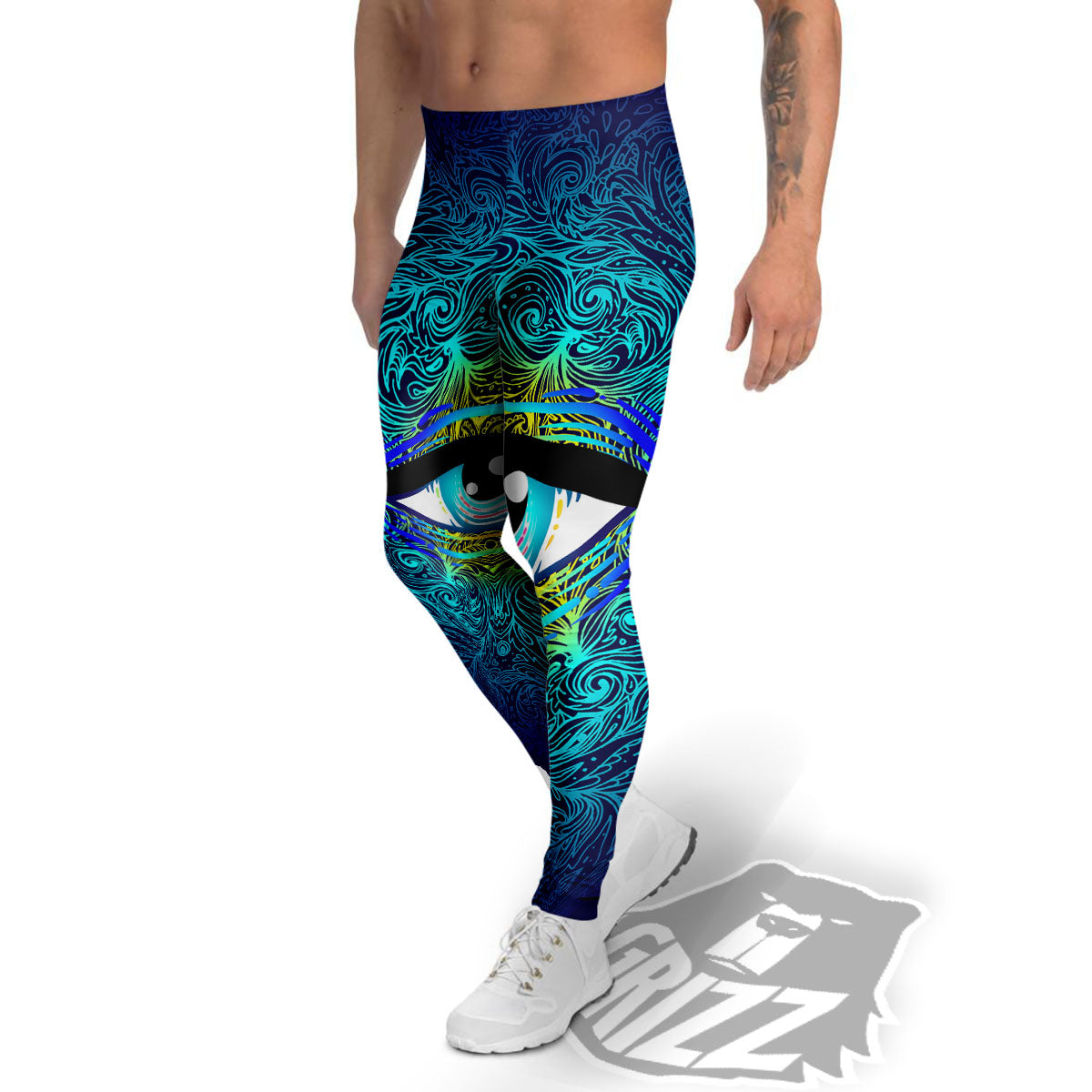 Mandala Eye Of Providence Print Men's Leggings-grizzshop