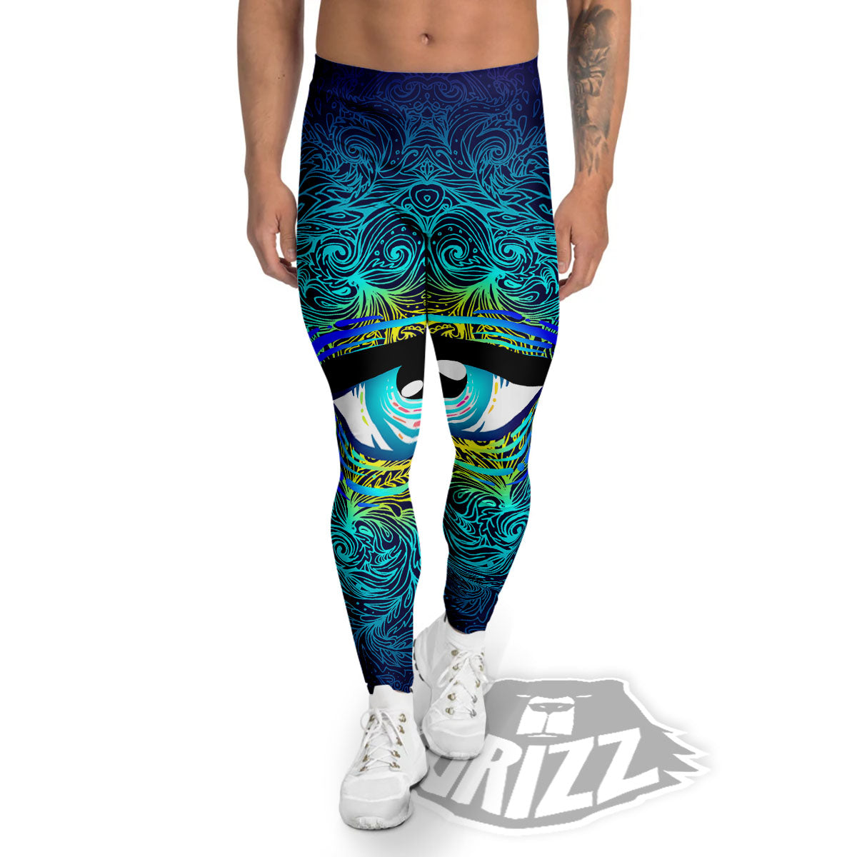Mandala Eye Of Providence Print Men's Leggings-grizzshop