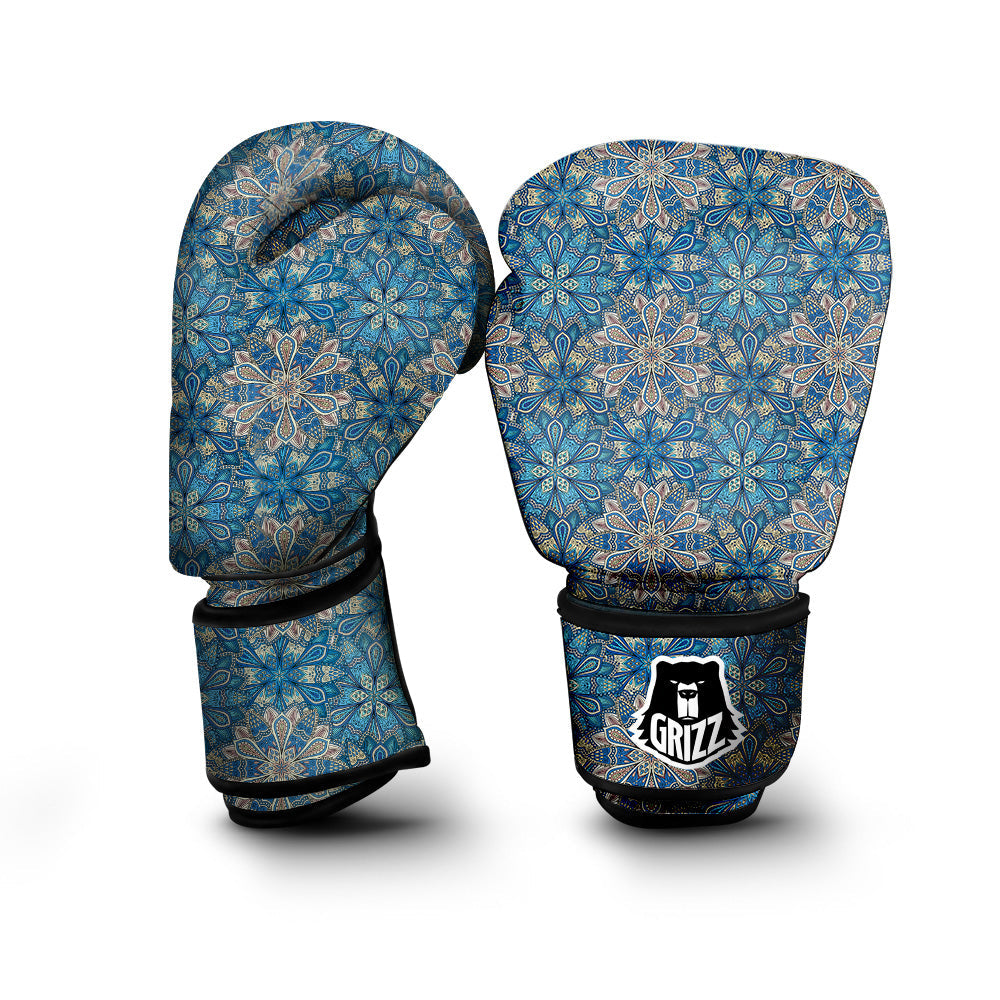 Mandala Floral Boho Chic Print Boxing Gloves-grizzshop