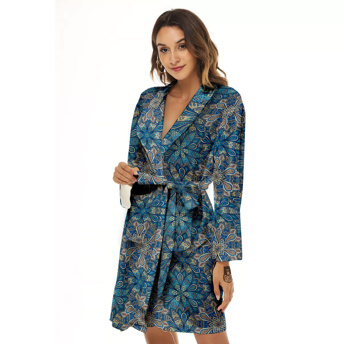 Mandala Floral Boho Chic Print Women's Robe-grizzshop