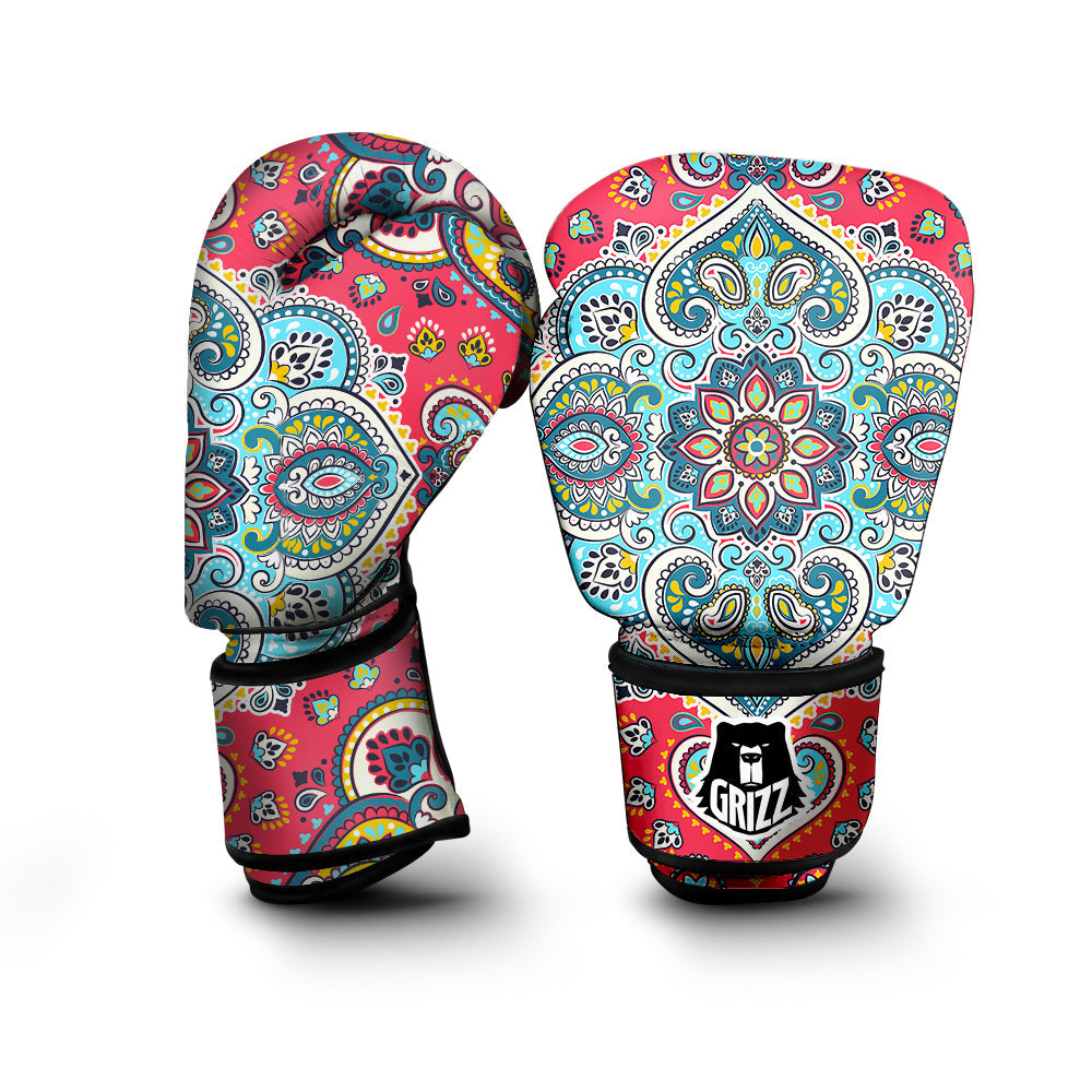 Mandala Floral Colorful Print Boxing Gloves-grizzshop