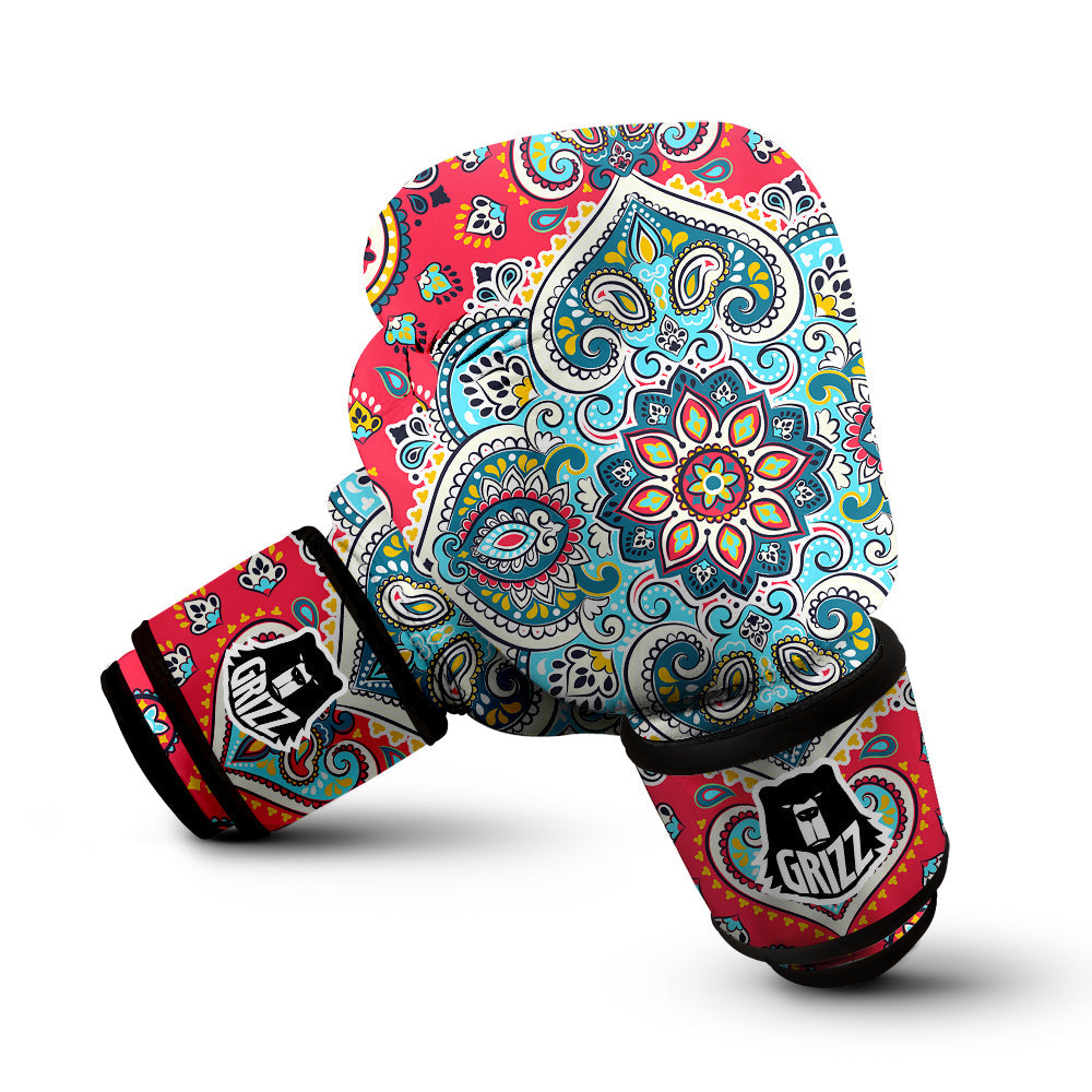 Mandala Floral Colorful Print Boxing Gloves-grizzshop
