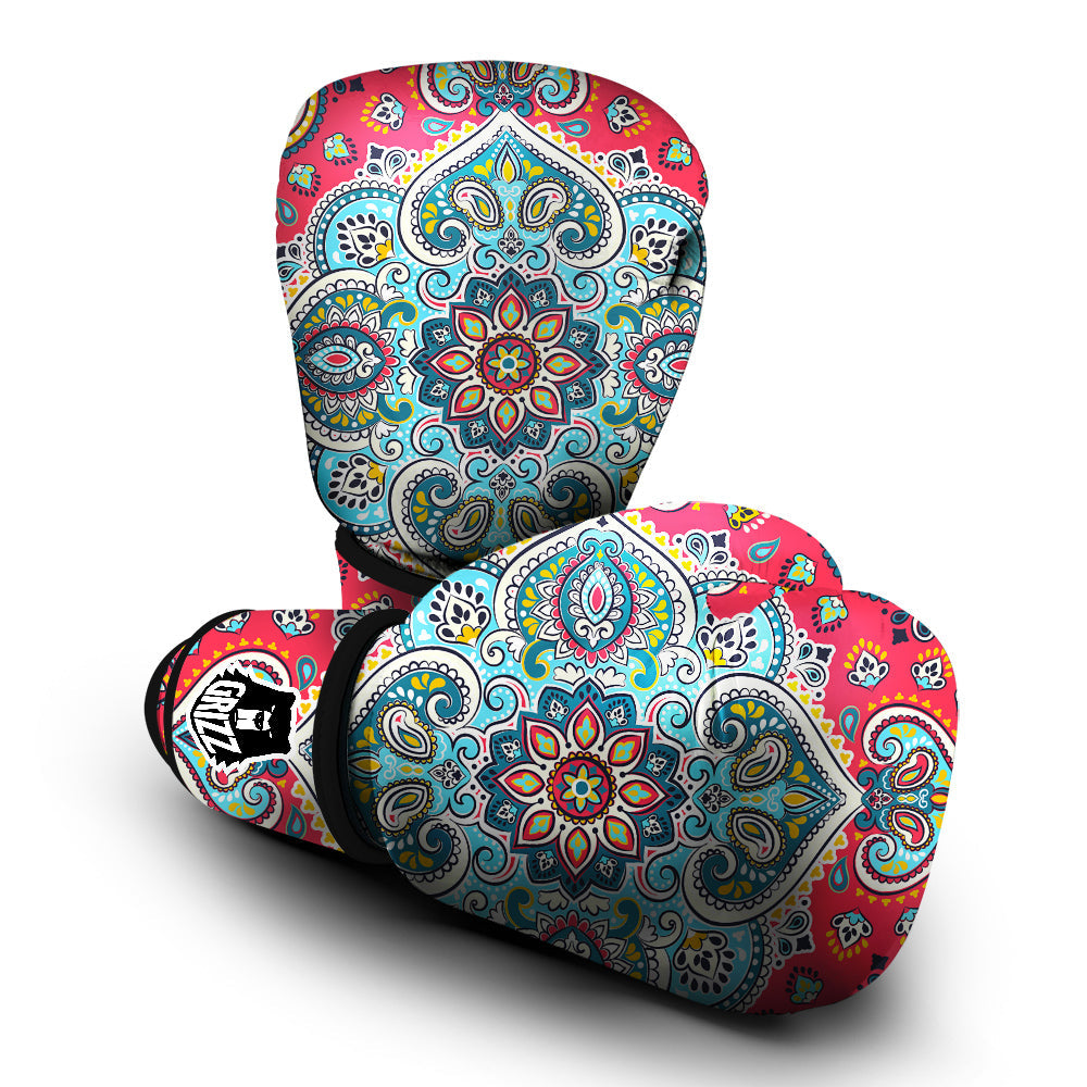 Mandala Floral Colorful Print Boxing Gloves-grizzshop