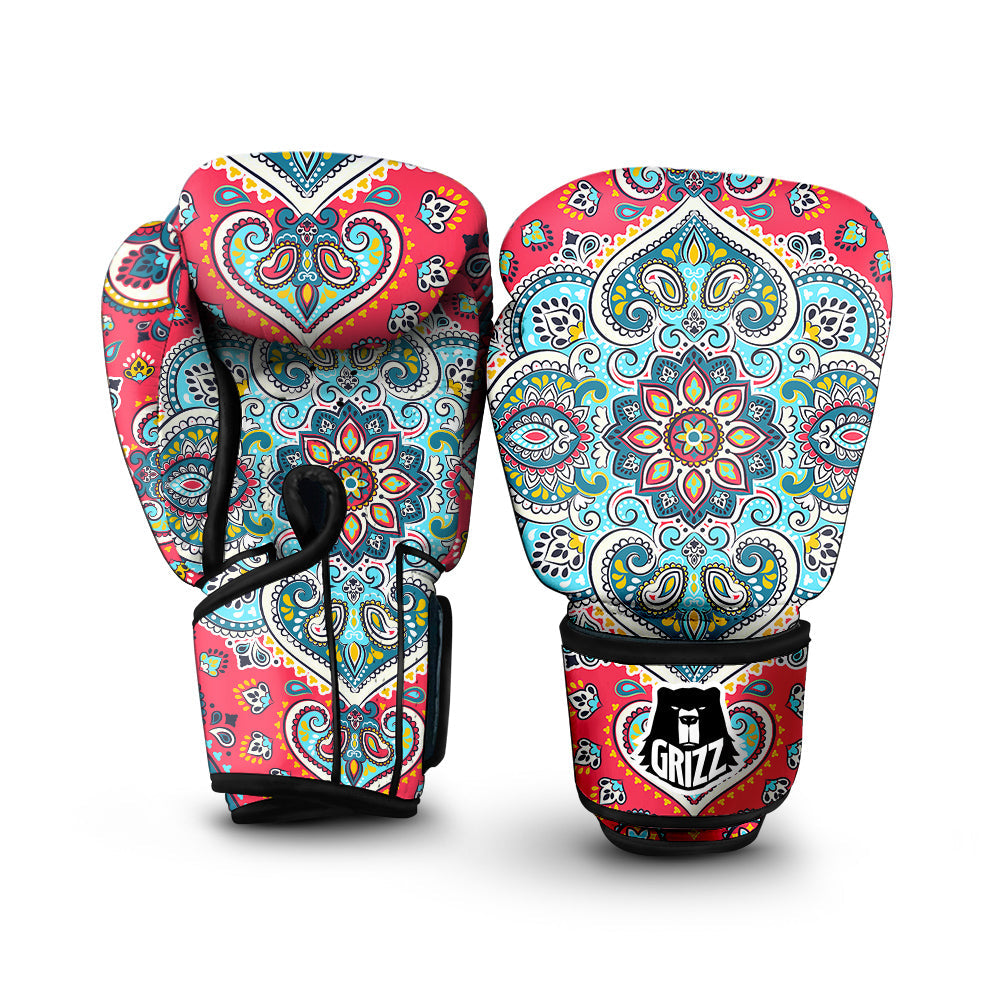 Mandala Floral Colorful Print Boxing Gloves-grizzshop