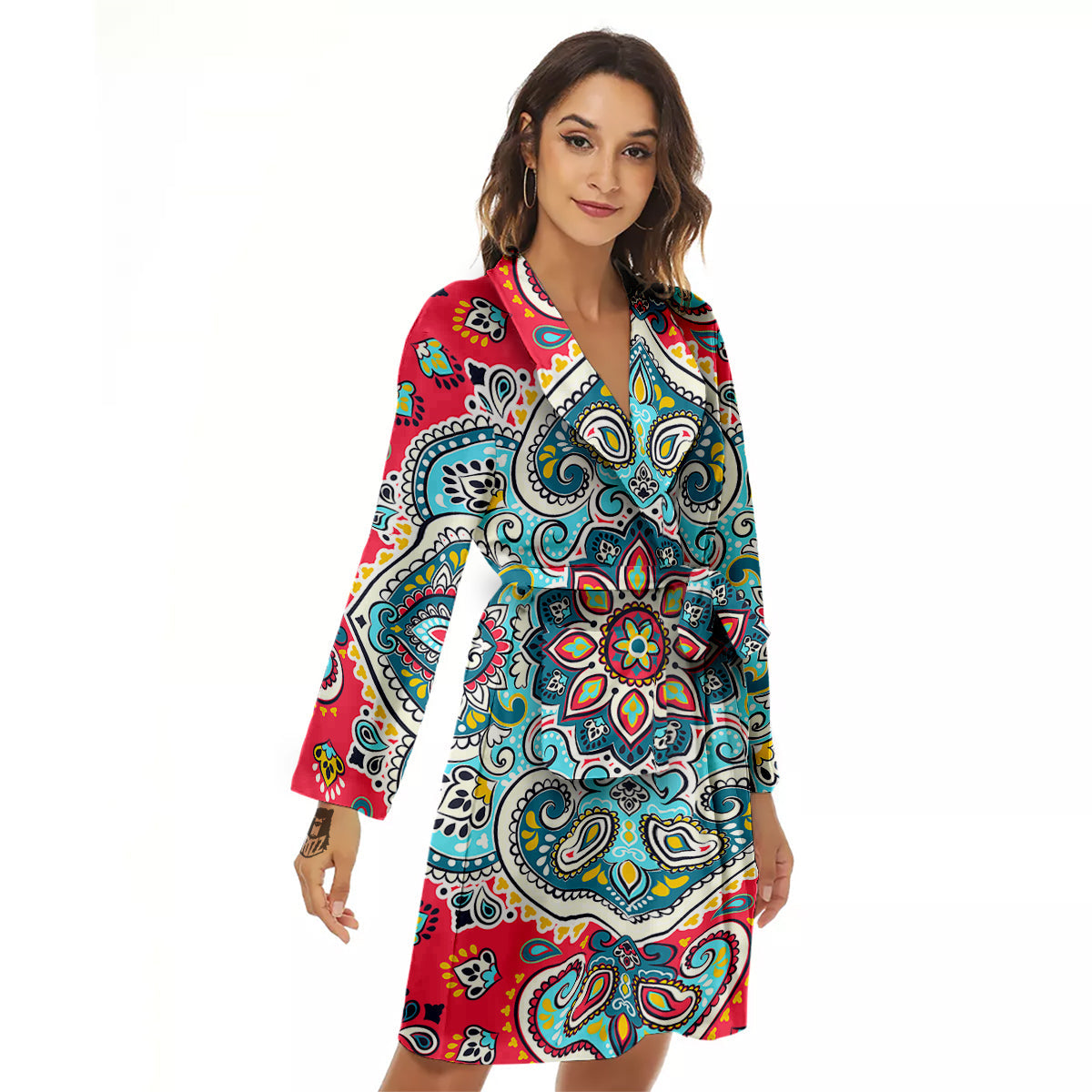 Mandala Floral Colorful Print Women's Robe-grizzshop