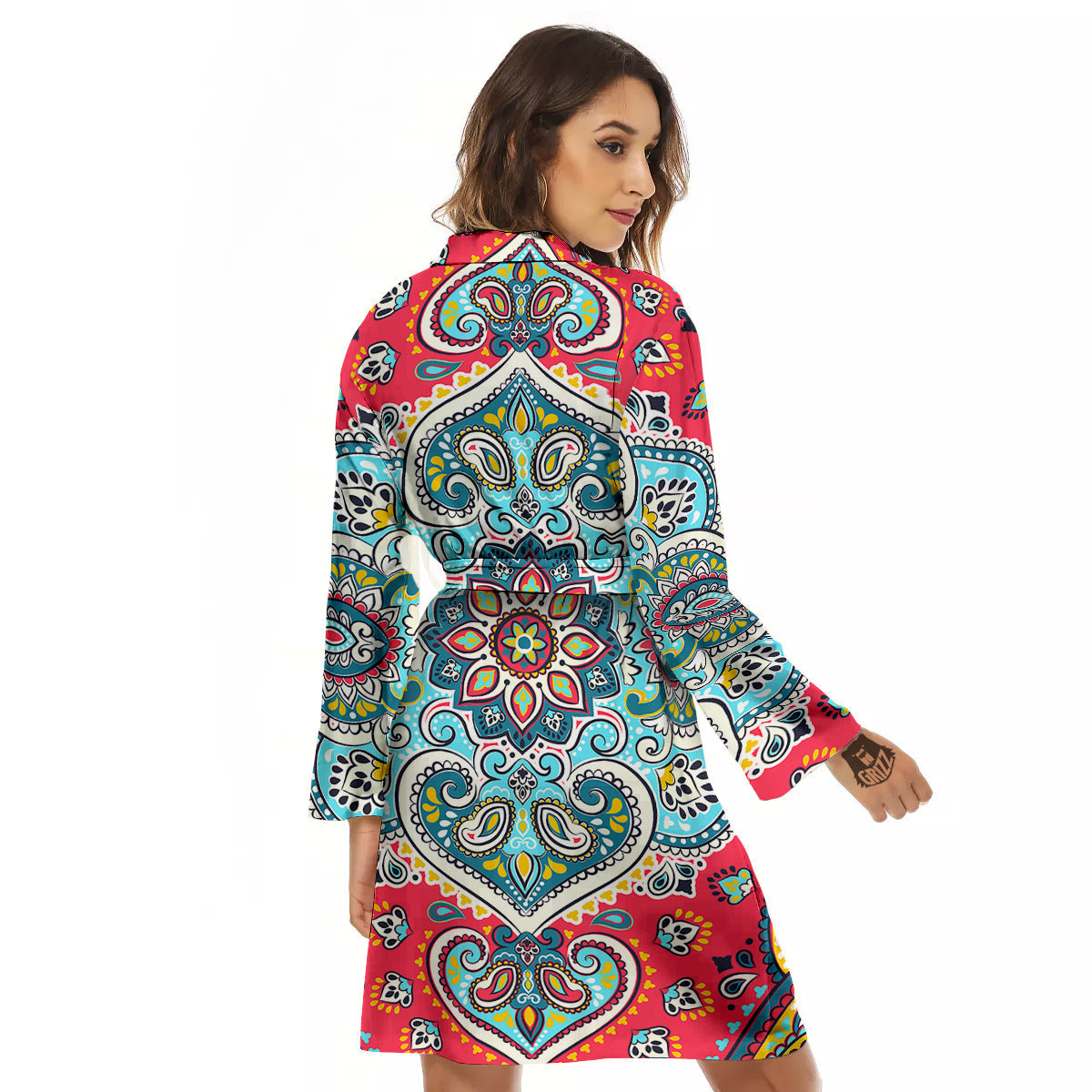 Mandala Floral Colorful Print Women's Robe-grizzshop