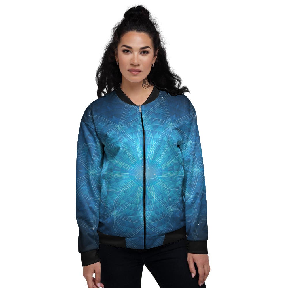 Mandala Light Print Women's Bomber Jacket-grizzshop