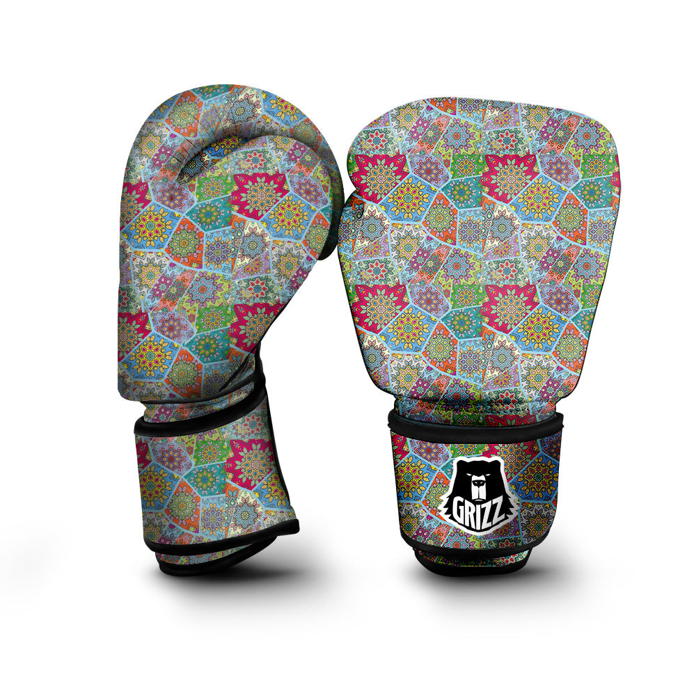 Mandala Patchwork Bohemian Indian Print Boxing Gloves-grizzshop