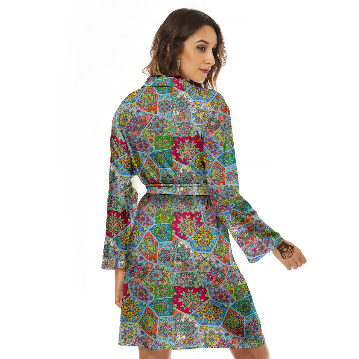 Mandala Patchwork Bohemian Indian Print Women's Robe-grizzshop