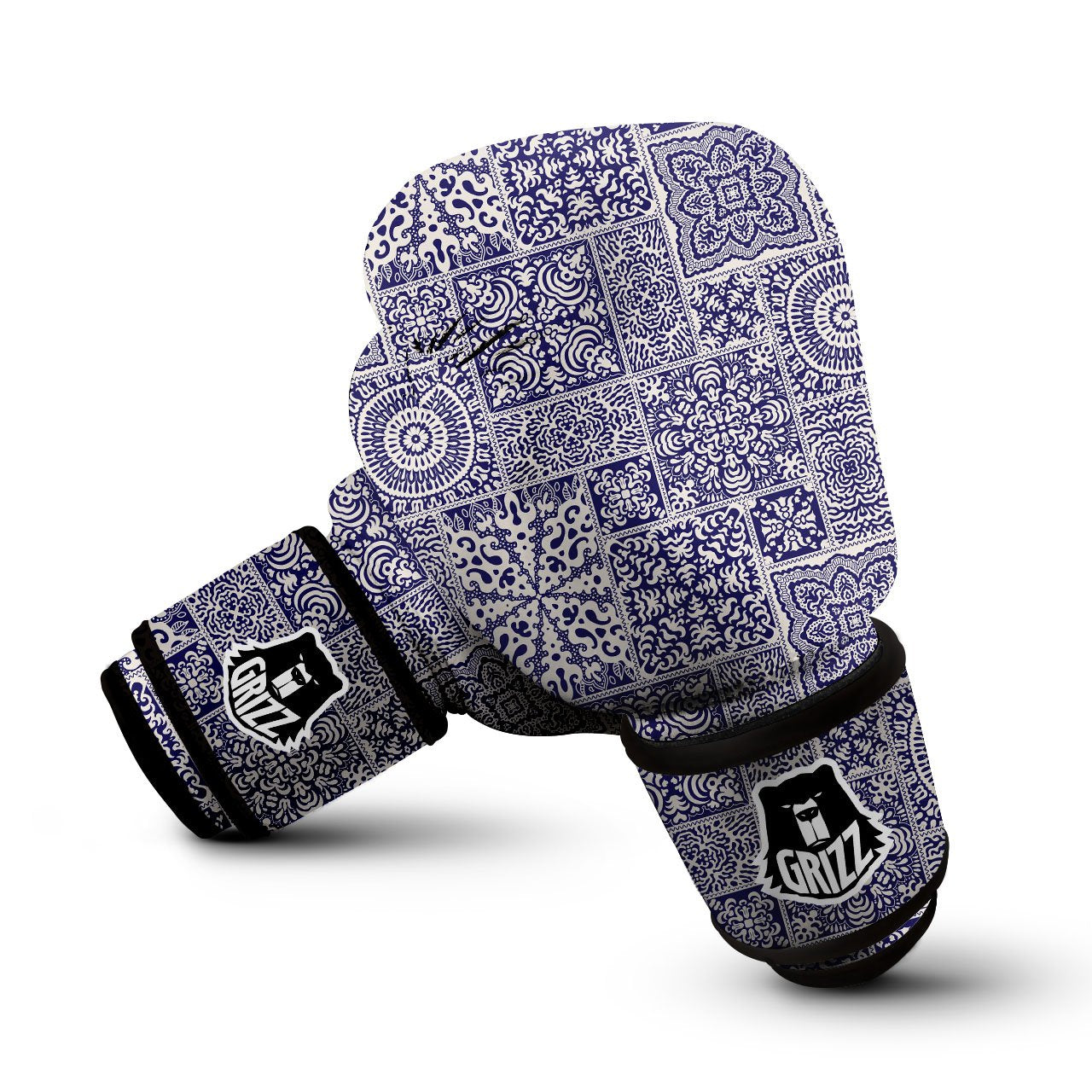 Mandala Patchwork Square Bohemian Print Pattern Boxing Gloves-grizzshop