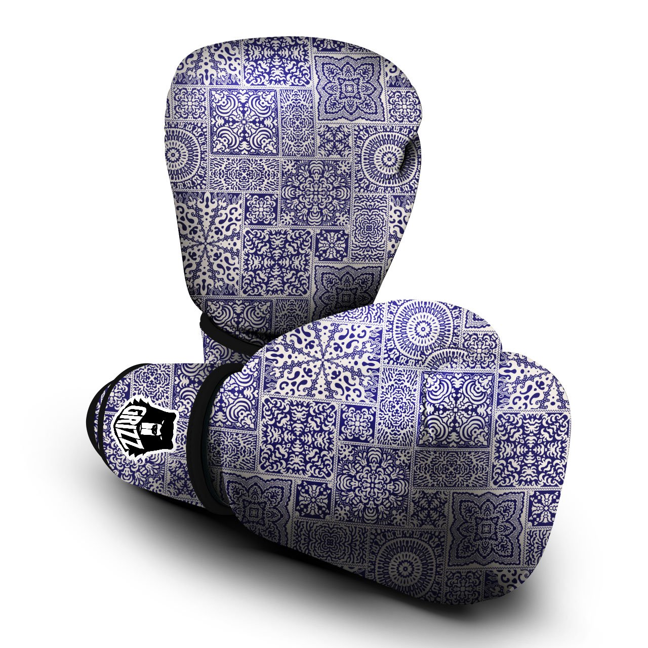 Mandala Patchwork Square Bohemian Print Pattern Boxing Gloves-grizzshop