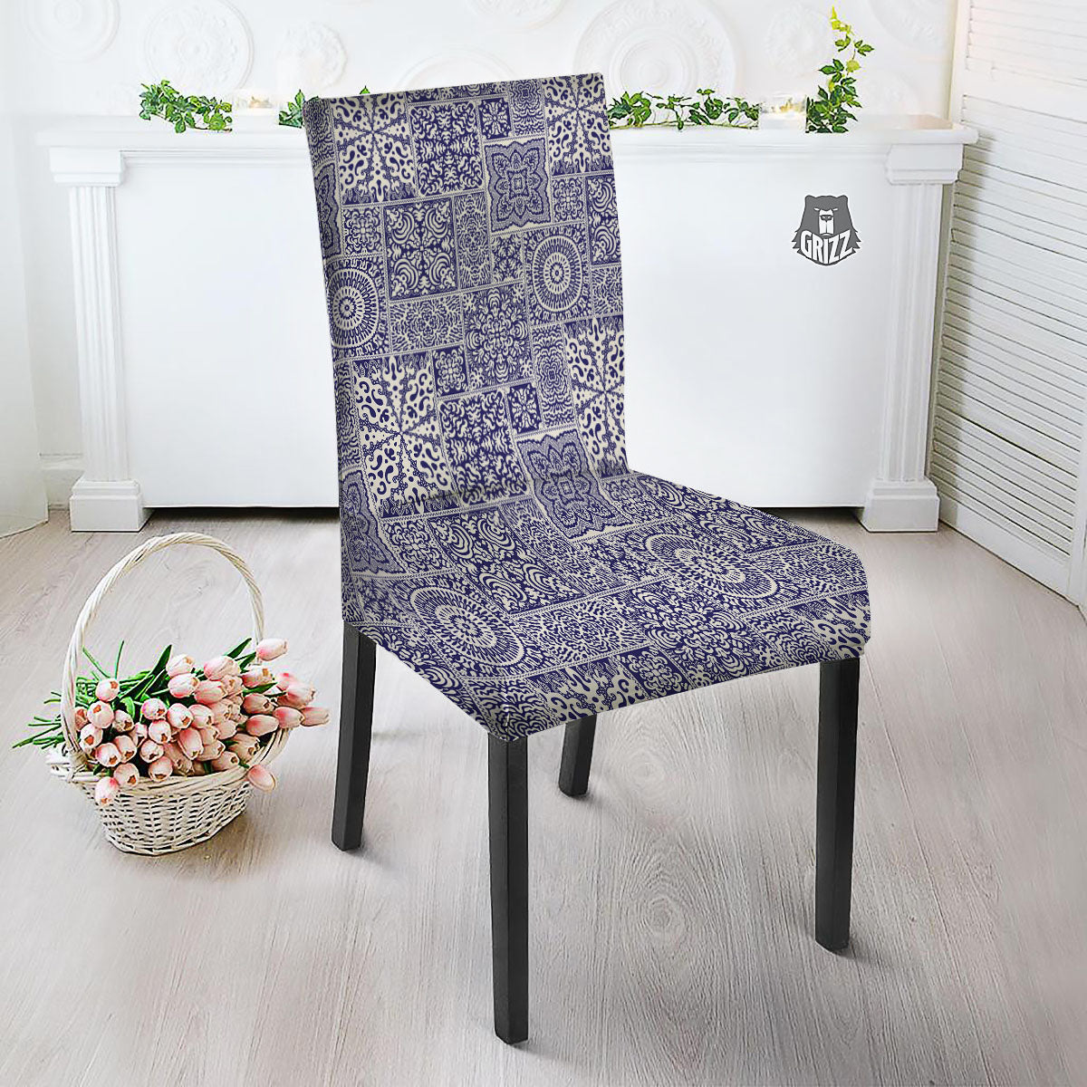 Mandala Patchwork Square Bohemian Print Pattern Dining Chair Slipcover-grizzshop