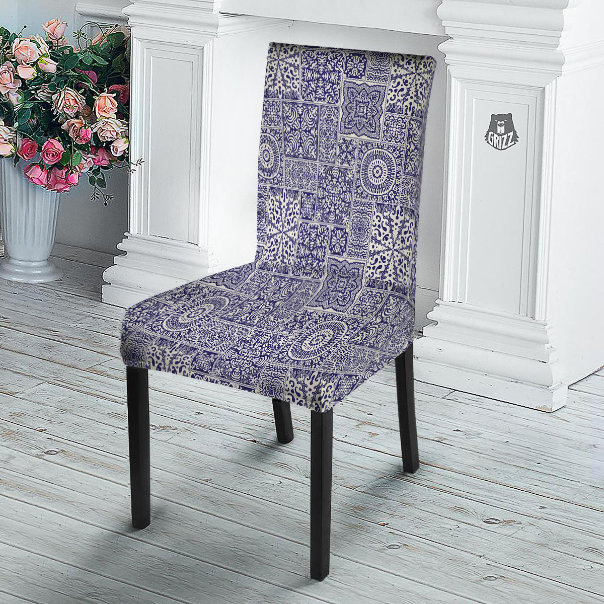 Mandala Patchwork Square Bohemian Print Pattern Dining Chair Slipcover-grizzshop
