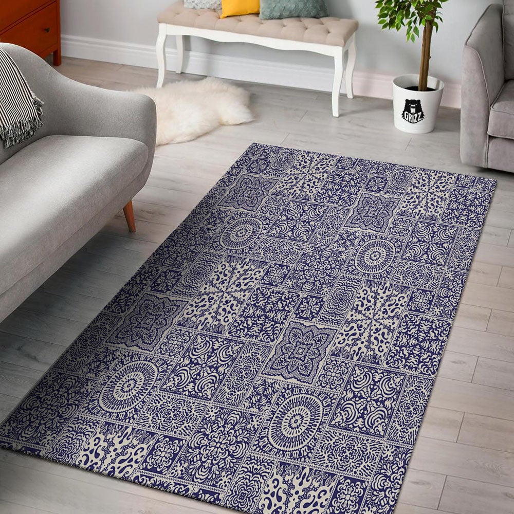 Mandala Patchwork Square Bohemian Print Pattern Floor Mat-grizzshop
