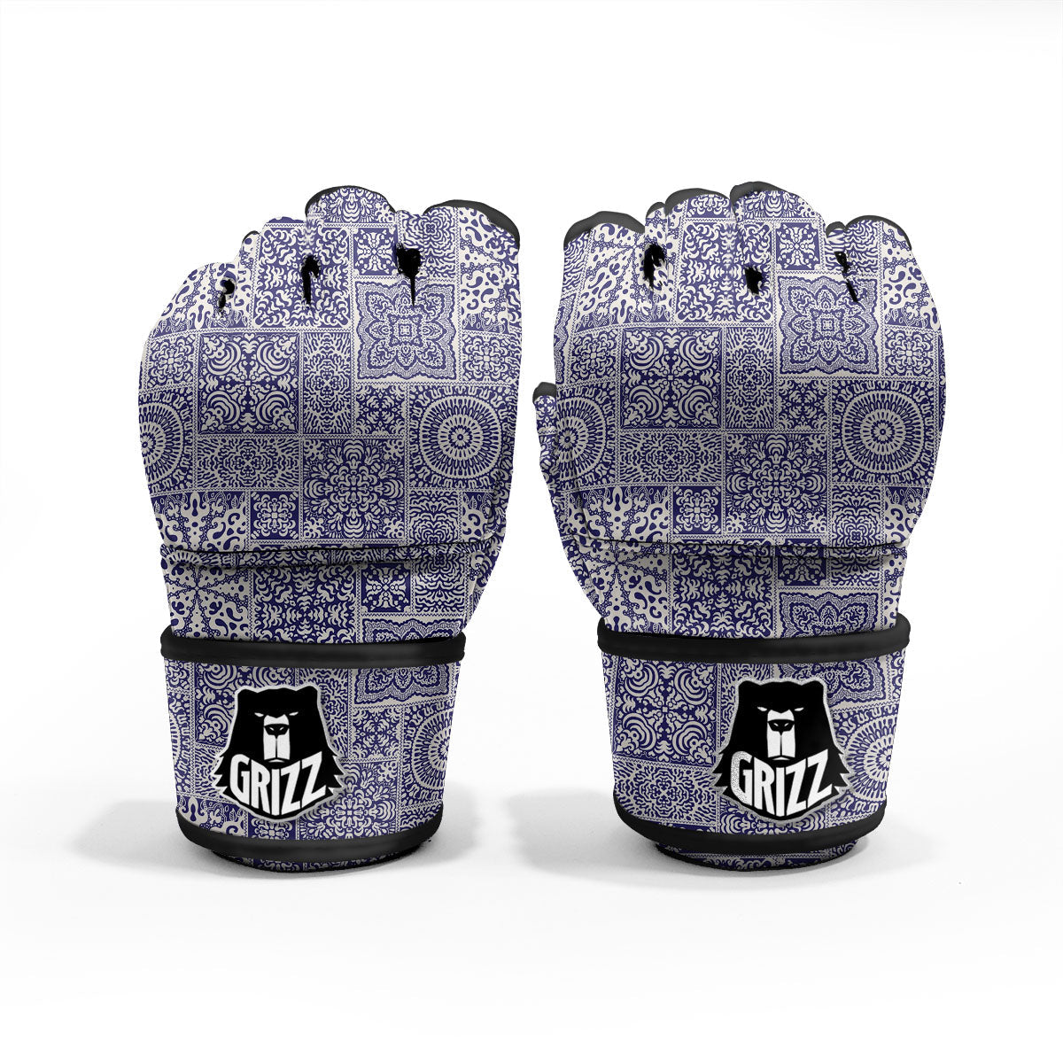 Mandala Patchwork Square Bohemian Print Pattern MMA Gloves-grizzshop
