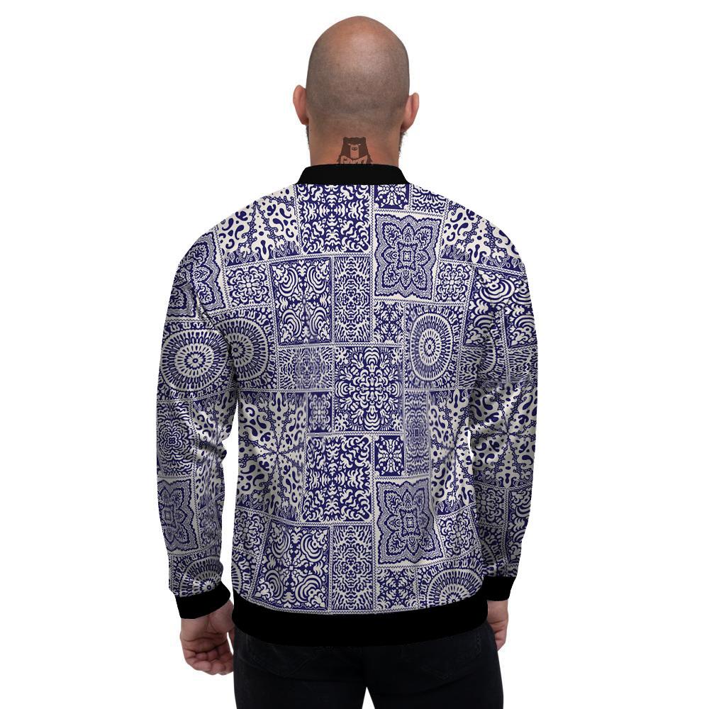 Mandala Patchwork Square Bohemian Print Pattern Men's Bomber Jacket-grizzshop