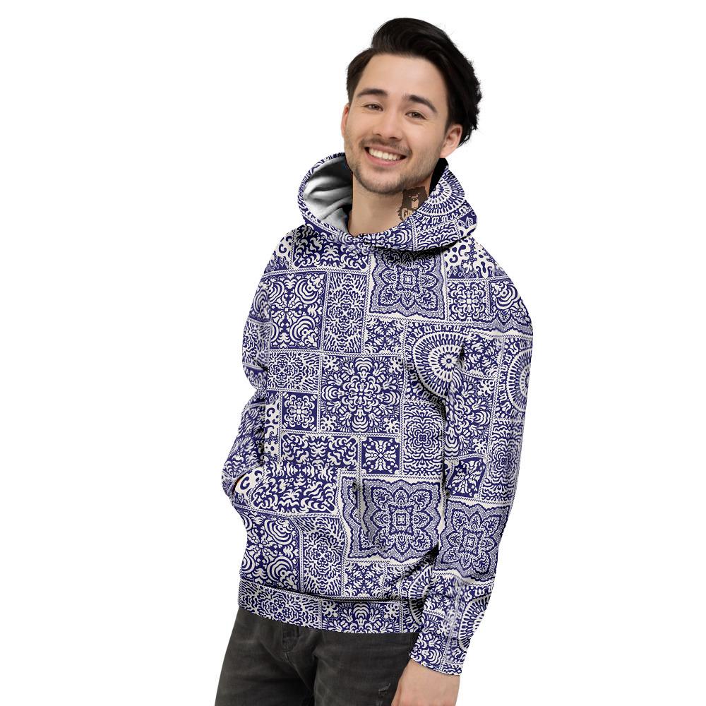 Mandala Patchwork Square Bohemian Print Pattern Men's Hoodie-grizzshop