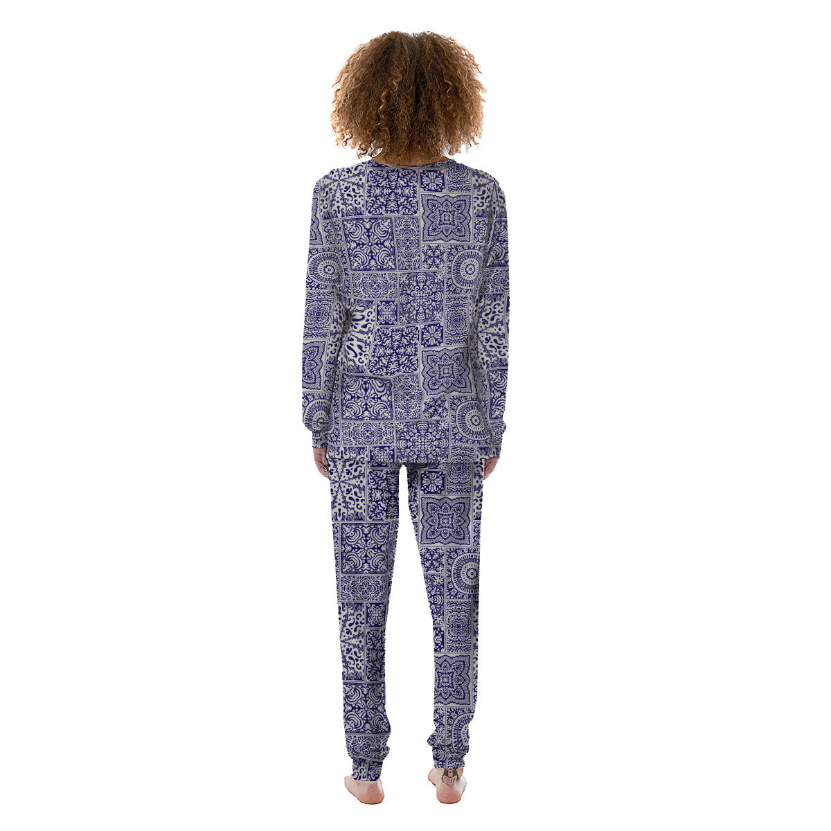 Mandala Patchwork Square Bohemian Print Pattern Women's Pajamas-grizzshop