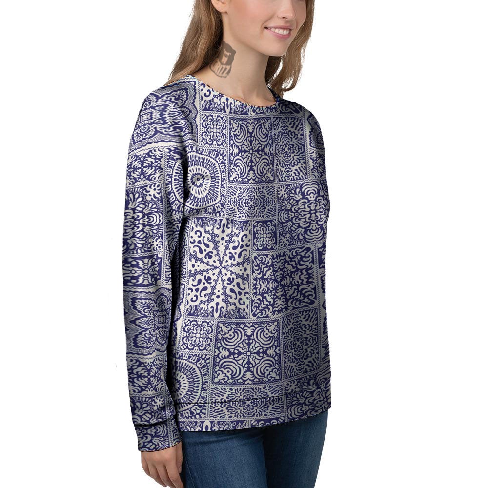 Mandala Patchwork Square Bohemian Print Pattern Women's Sweatshirt-grizzshop
