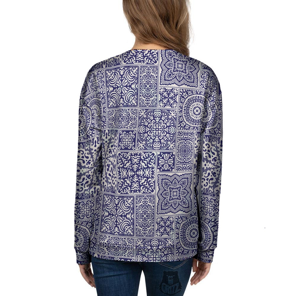Mandala Patchwork Square Bohemian Print Pattern Women's Sweatshirt-grizzshop