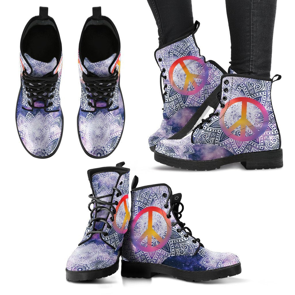 Mandala Peace Handcrafted Boots-grizzshop