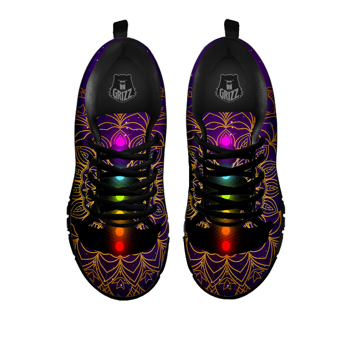 Mandala Seven Chakras Print Black Sneaker-grizzshop