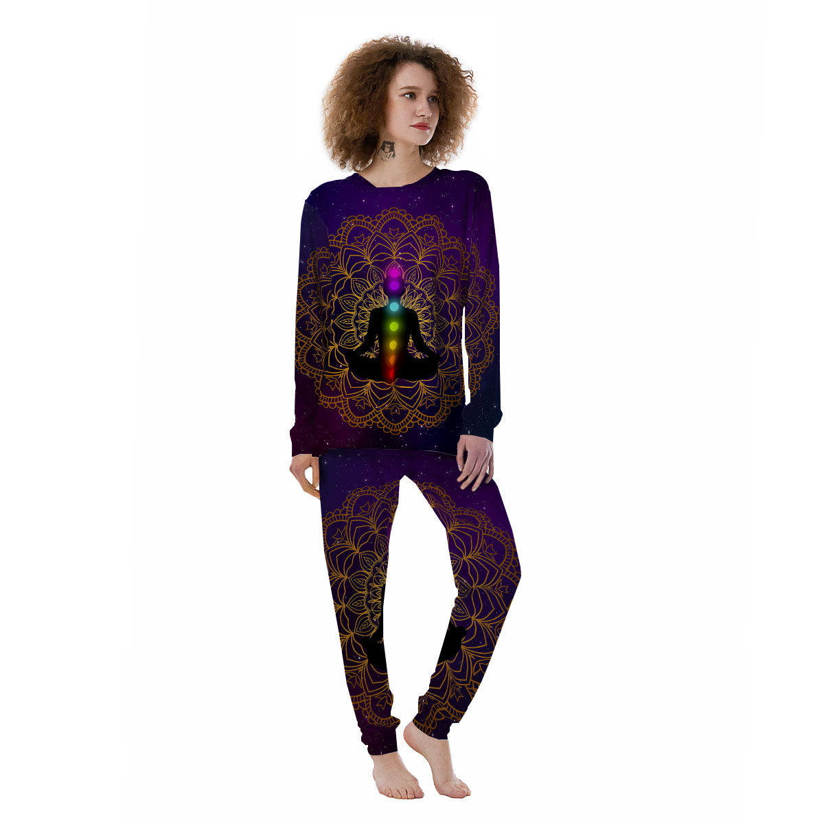 Mandala Seven Chakras Print Women's Pajamas-grizzshop