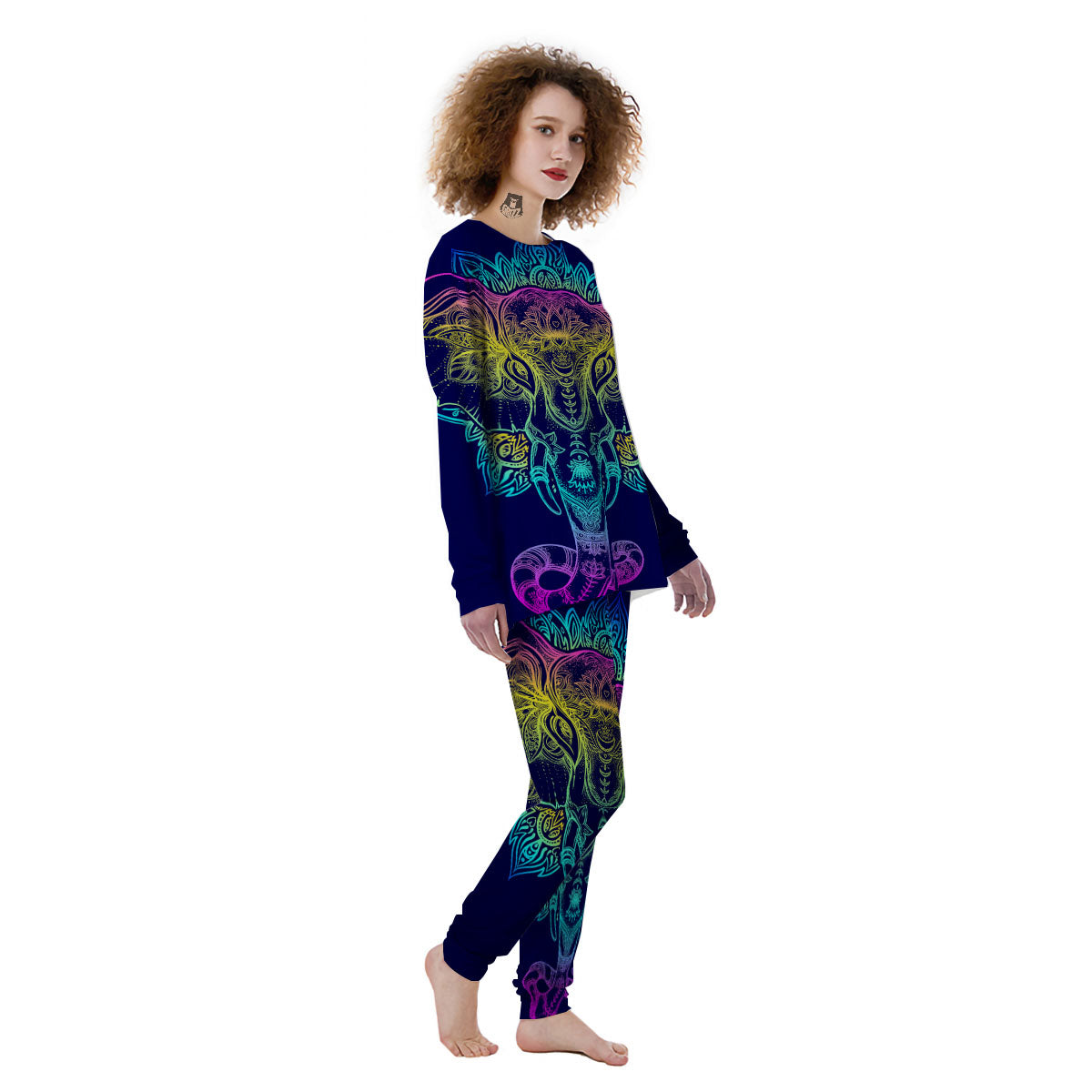 Mandala Spiritual Elephant Print Women's Pajamas-grizzshop