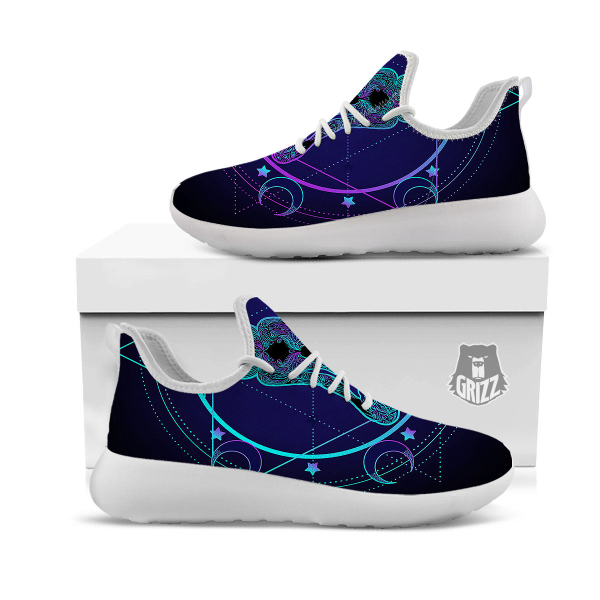 Mandala Spiritual Girl Print White Athletic Shoes-grizzshop