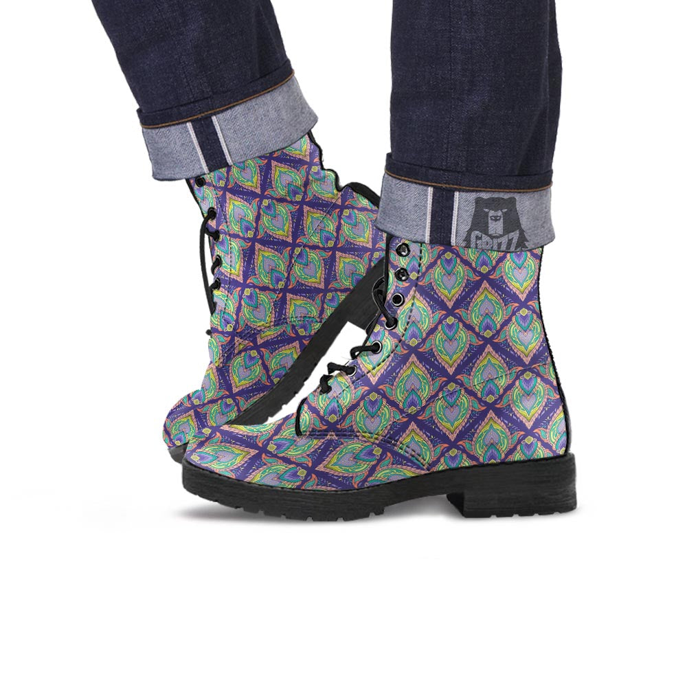 Mandala Thai Print Pattern Leather Boots-grizzshop