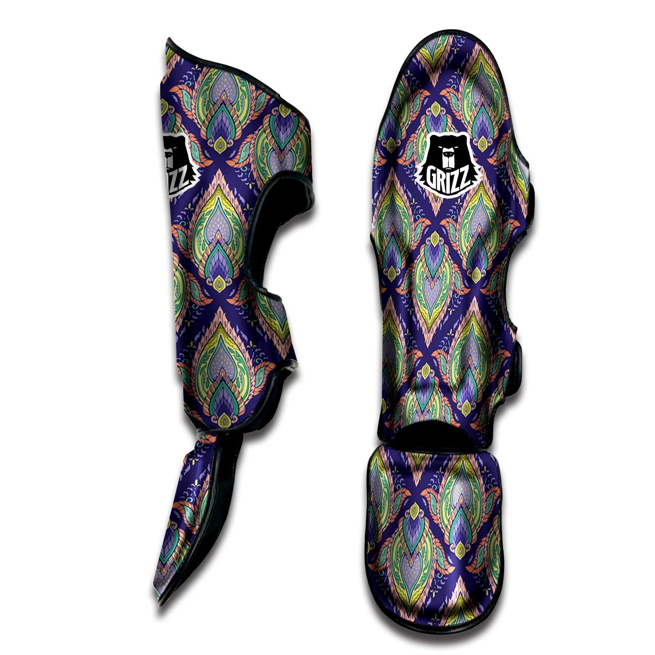 Mandala Thai Print Pattern Muay Thai Shin Guards-grizzshop