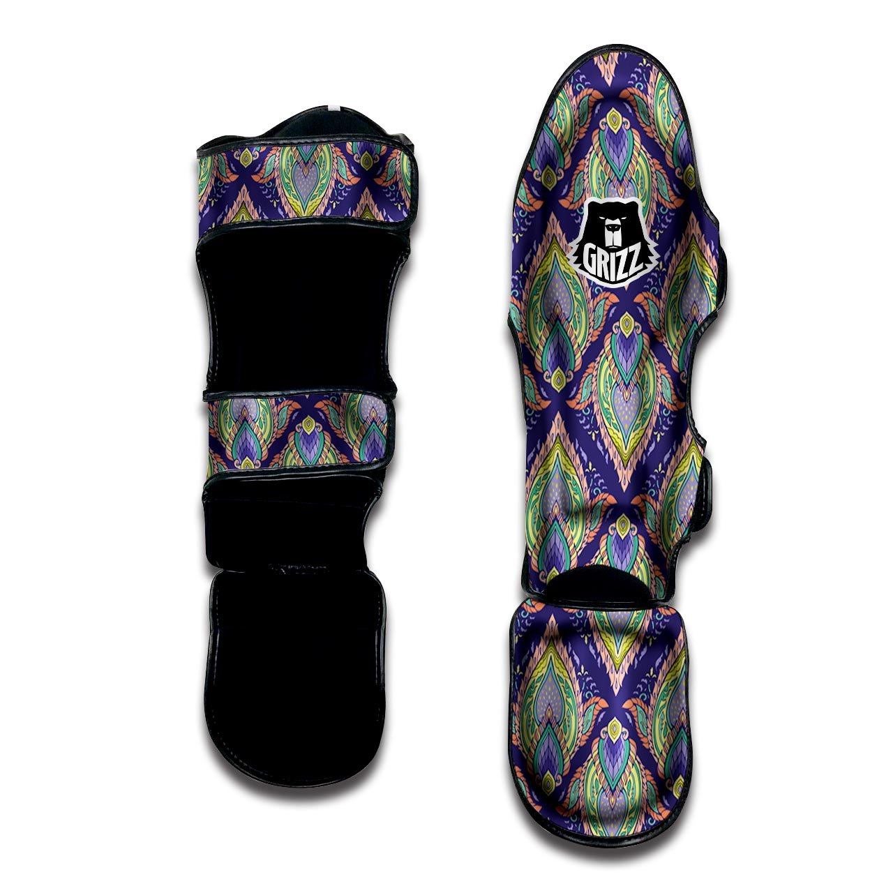 Mandala Thai Print Pattern Muay Thai Shin Guards-grizzshop