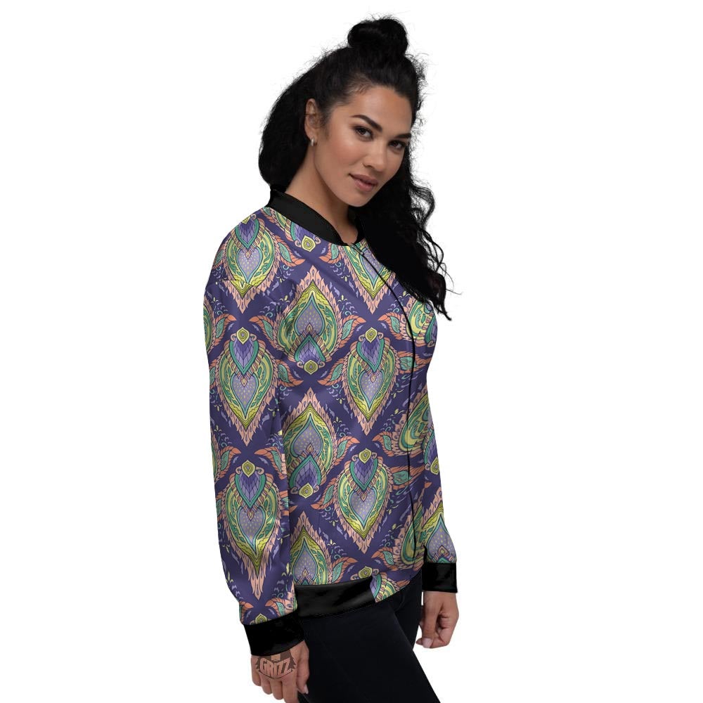 Mandala Thai Print Pattern Women's Bomber Jacket-grizzshop