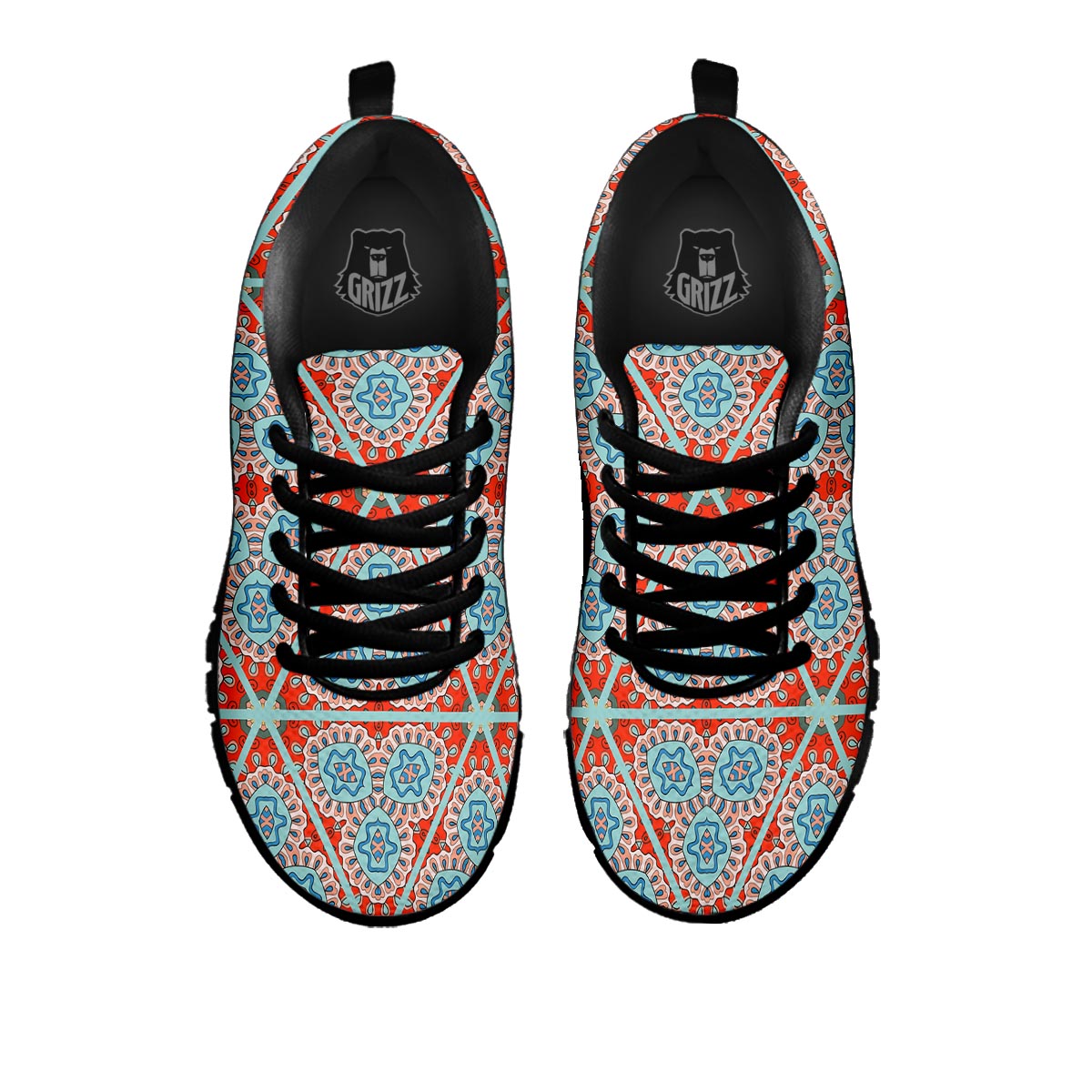 Mandala Triangle Bohemian Print Pattern Black Sneaker-grizzshop