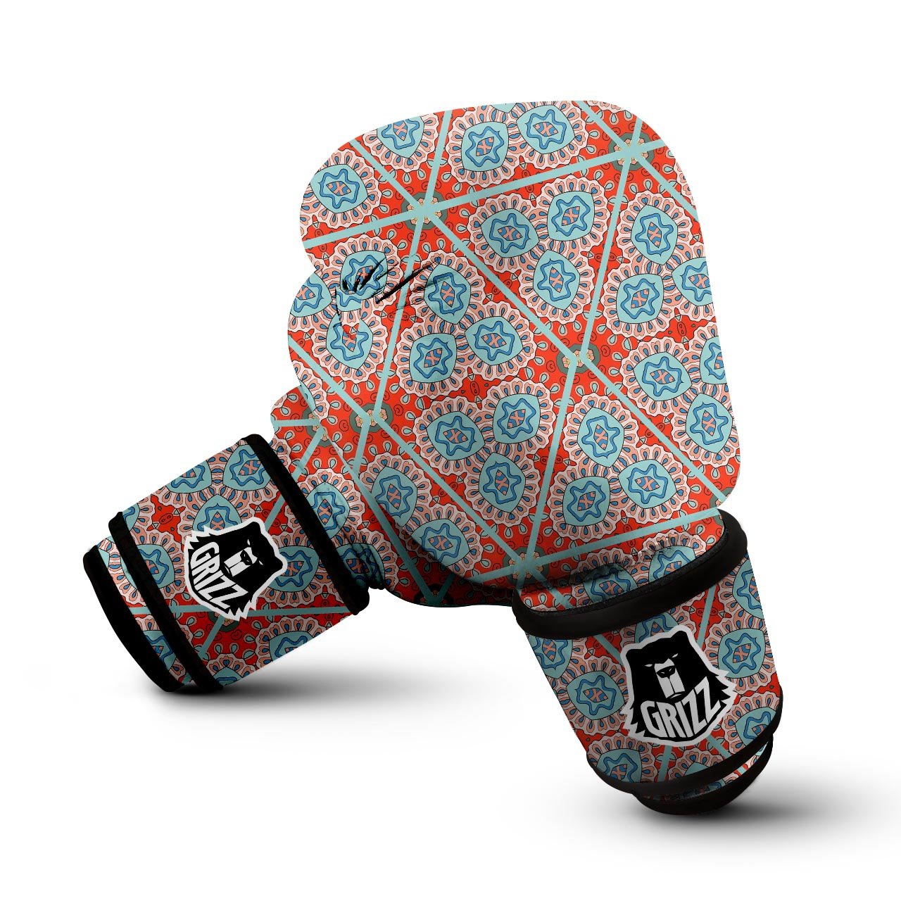 Mandala Triangle Bohemian Print Pattern Boxing Gloves-grizzshop