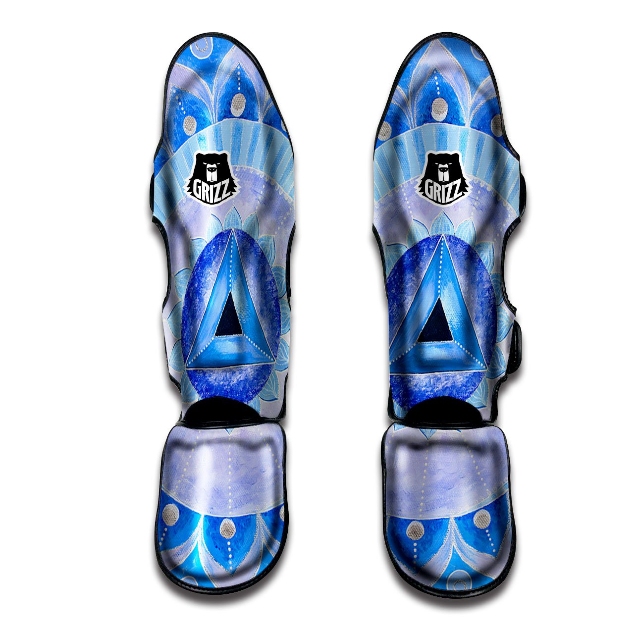 Mandala Vishuddha Chakra Print Muay Thai Shin Guards-grizzshop