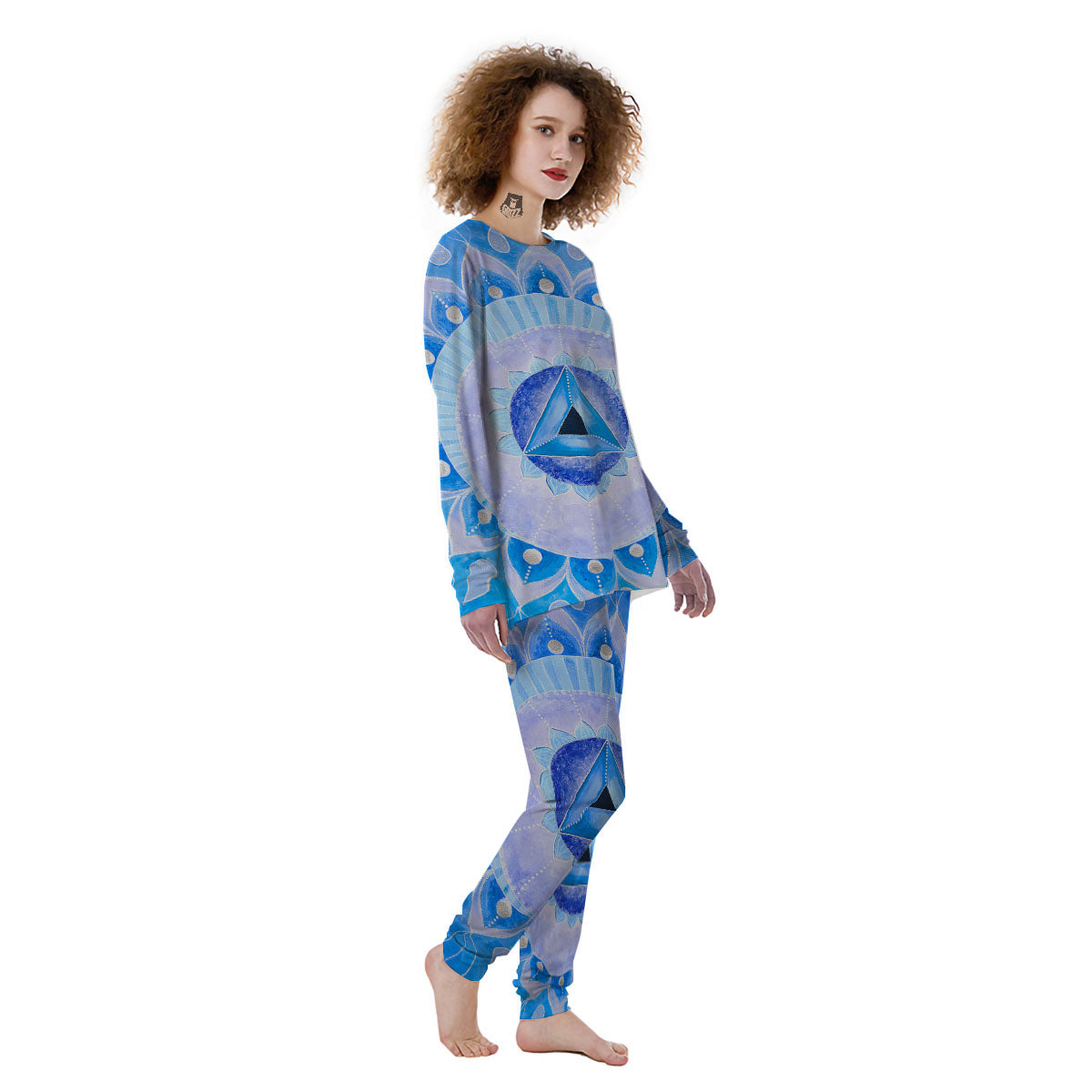 Mandala Vishuddha Chakra Print Women's Pajamas-grizzshop