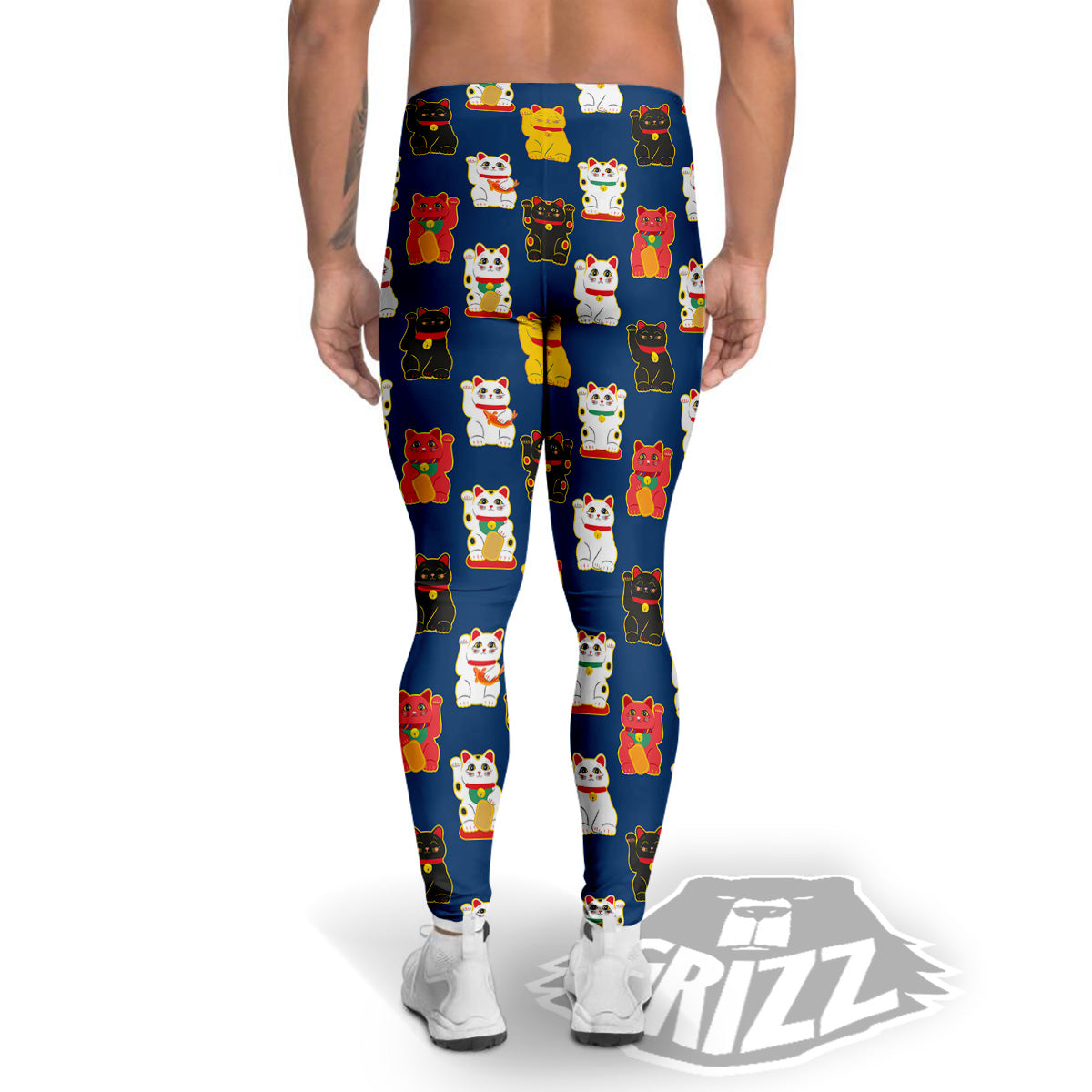 Maneki Neko Colorful Print Pattern Men's Leggings-grizzshop