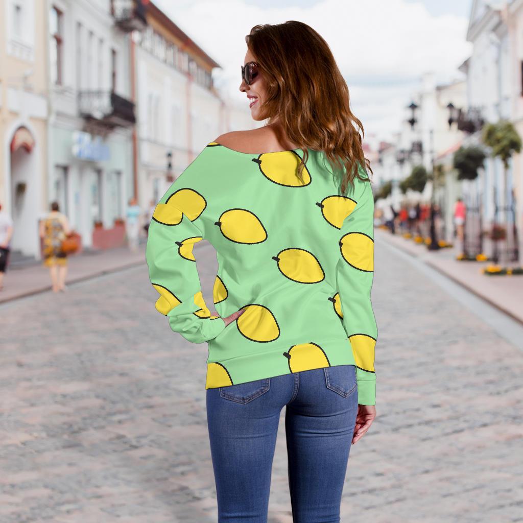 Mango Cute Pattern Print Women Off Shoulder Sweatshirt-grizzshop