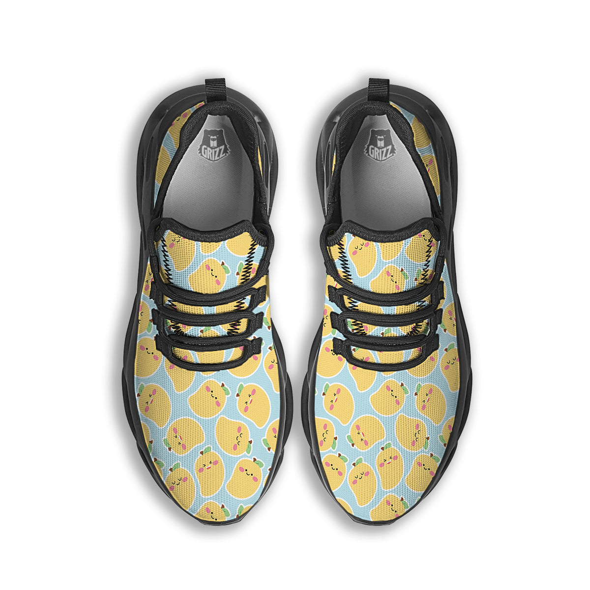 Mango Cute Print Pattern Black Running Shoes-grizzshop